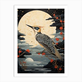 Woodpecker 1 Gold Detail Painting Art Print