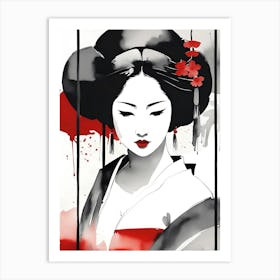 Traditional Japanese Art Style Geisha Girl 19 Art Print