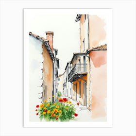 Watercolor Sketch Of A Street Art Print