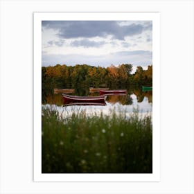 Boat Reflections On The Lake Art Print