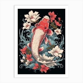 Koi Fish Japanese Style Illustration 9 Art Print