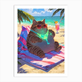 Beach Cat Art Print