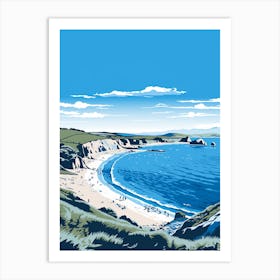 A Screen Print Of Lulworth Cove Beach Dorset 2 Art Print