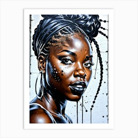 Graffiti Mural Of Beautiful Black Woman 387 Art Print