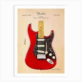 Fender Stratocaster Guitar Patent Drawing Affiche