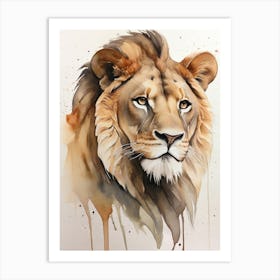 Lion Watercolor Painting 7 Art Print