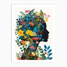 Portrait Of A Woman With Flowers 8 Art Print