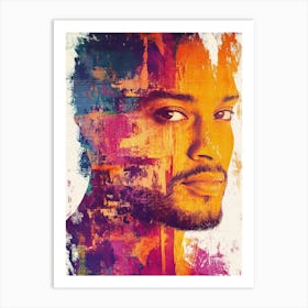 Man Combined With A Colorful Painting Art Print