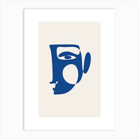 Blue abstract art portrait minimalist Art Print