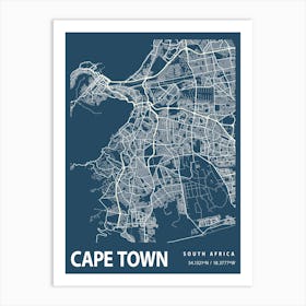 Cape Town Blueprint City Map 1 Art Print