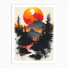 Sunset In The Mountains 21 Art Print