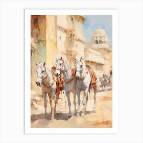 Horses Painting In Rajasthan, India 2 Art Print