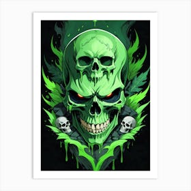 American Flag Floral Face Evil Death Skull (26) Art Print