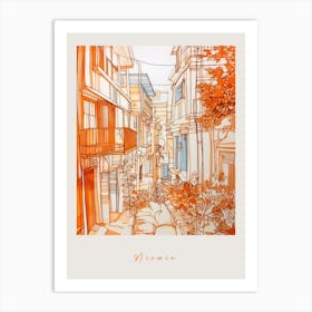Nicosia Cyprus Orange Drawing Poster Art Print