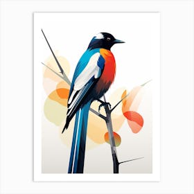 Colourful Geometric Bird Magpie 5 Art Print