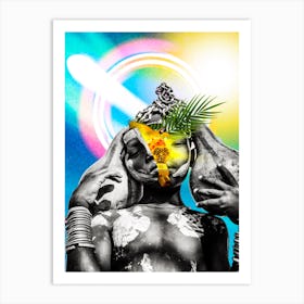 Afrofuturist collage African art comic space Art Print