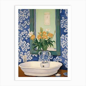 Bathroom Vanity Painting With A Daffodil Bouquet 3 Art Print