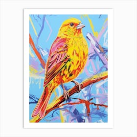 Colourful Bird Painting Yellowhammer 1 Art Print