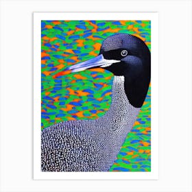 Common Loon Yayoi Kusama Style Illustration Bird Art Print