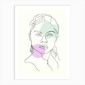 Portrait Of A Woman Hand Drawing Line Art 5 Art Print