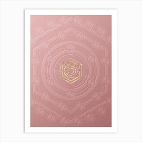 Geometric Gold Glyph on Circle Array in Pink Embossed Paper n.0234 Art Print