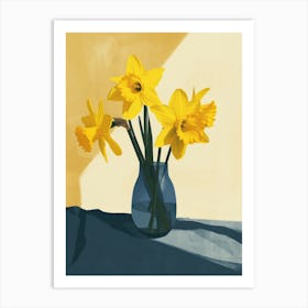 Daffodil Flowers On A Table   Contemporary Illustration 1 Art Print