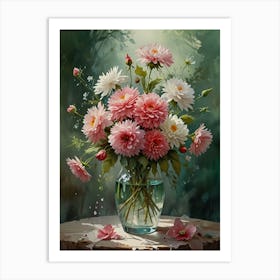 Dahlias In A Vase Art Print