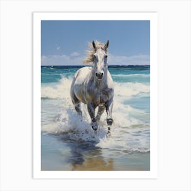 A Horse Oil Painting In Diani Beach, Kenya, Portrait 3 Art Print