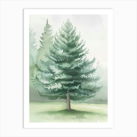Pine Tree Atmospheric Watercolour Painting 4 Art Print
