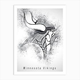 Minnesota Vikings Sketch Drawing Art Print