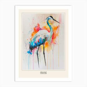 Crane Colourful Watercolour 2 Poster Art Print