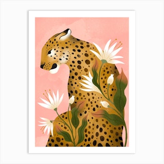 Fierce Leopard In Pink Art Print
