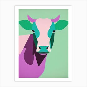 Cow Profile Retro Art Print