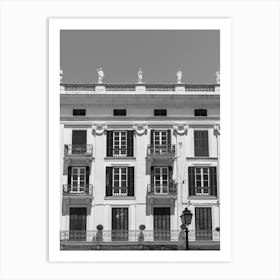 Old French Building Black And White Art Print