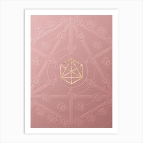 Geometric Gold Glyph on Circle Array in Pink Embossed Paper n.0038 Art Print