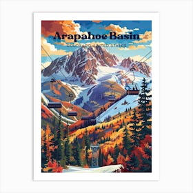 Arapahoe Basin Colorado Ski Area Travel Art Illustration Art Print