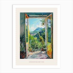 Dinosaur & The Balcony Painting 2 Poster Art Print