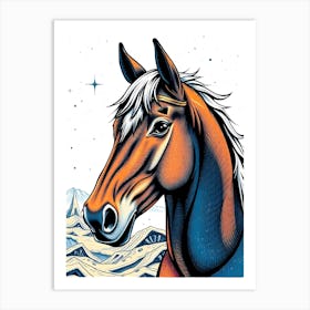 Horse Head Drawing - light Color Art Print