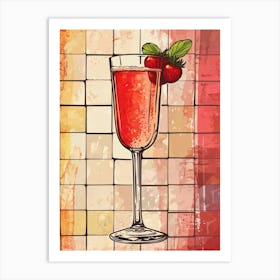 Strawberry Bellini Watercolour Illustration Art Print