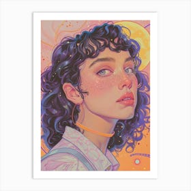 Girl With Curly Hair 1 Art Print