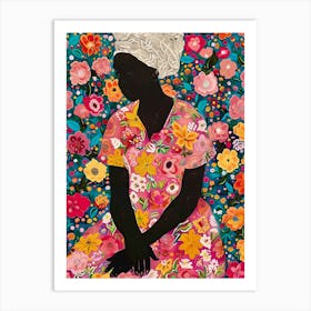 Woman In Flowers Art Print