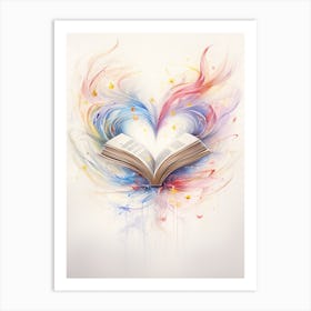 Swirly Line Book Heart Rainbow 1 Art Print