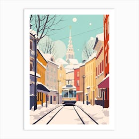 Vintage Winter Travel Illustration Helsinki Finland 4 Art Print