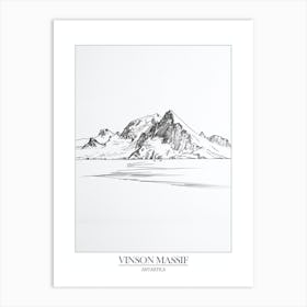 Vinson Massif Antarctica Line Drawing 3 Poster Art Print