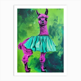 Animal Party: Crumpled Cute Critters with Cocktails and Cigars Llama In A Dress Art Print