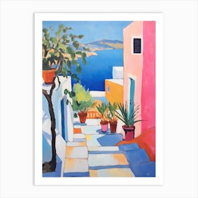 Santorini Greece 3 Fauvist Painting Art Print