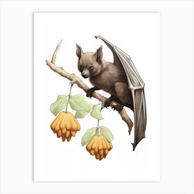 Fruit Bat Vintage Illustration 1 Art Print