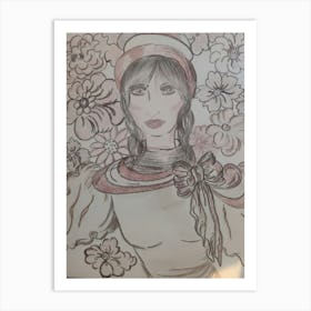 Lady with bow Art Print