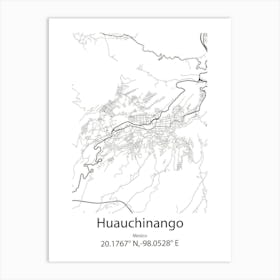 Huauchinango,Mexico Minimalist Map Art Print