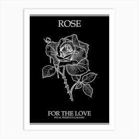 Rose Line Drawing 1 Poster Inverted Art Print